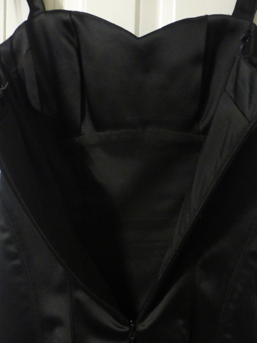 BEBE black satin party cocktail dress with adjustable straps - Picture 7 of 7